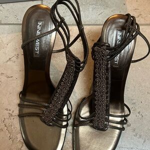 Bronze beaded sandals